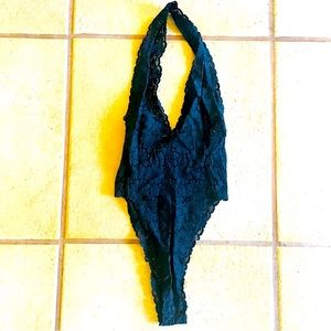 Vintage Victoria’s Secret Black Lace Halter Bodysuit